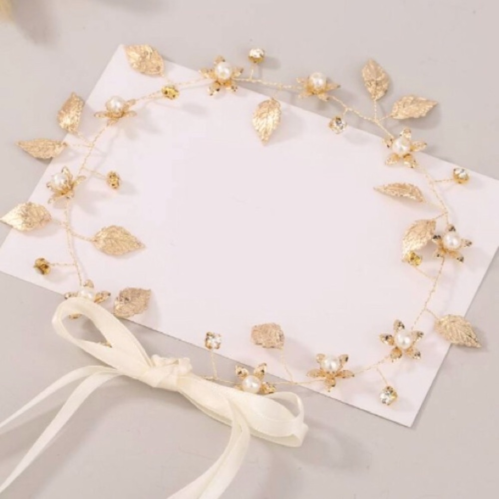 Gold Leaf & Pearl Gypsy Headband
